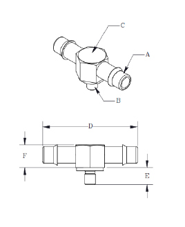 Technical schematic for Air Fitting T Style Connection