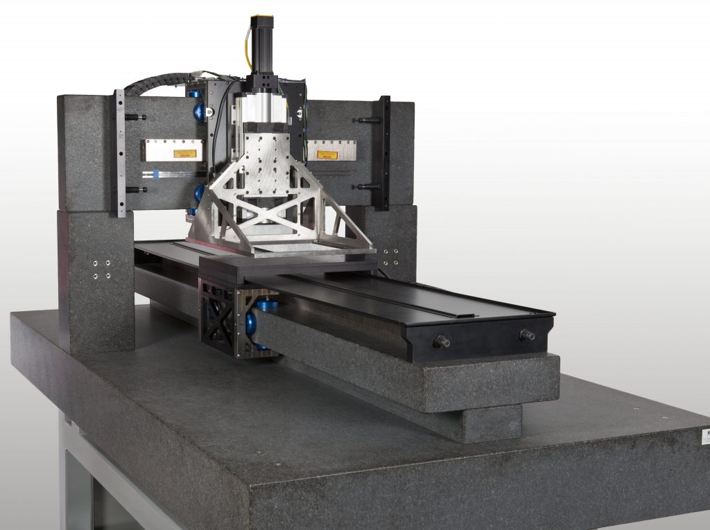 Round flat air bearing used as linear guides for the machine tool.