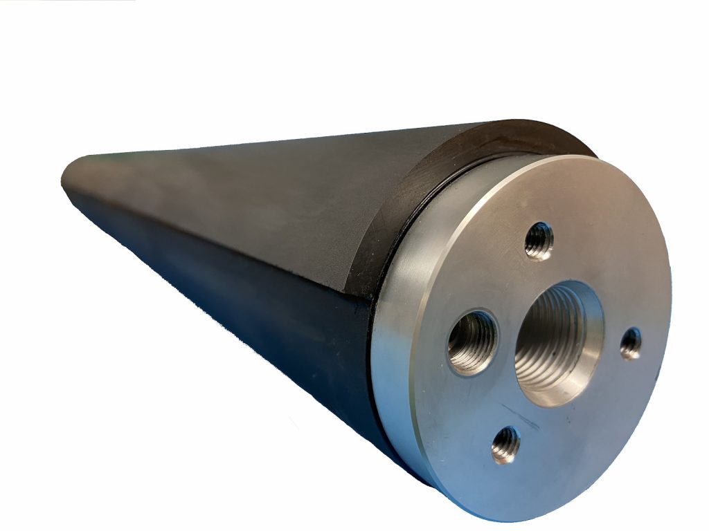 Porous carbon media wrapped around a cylinder for use in flexible web applications.