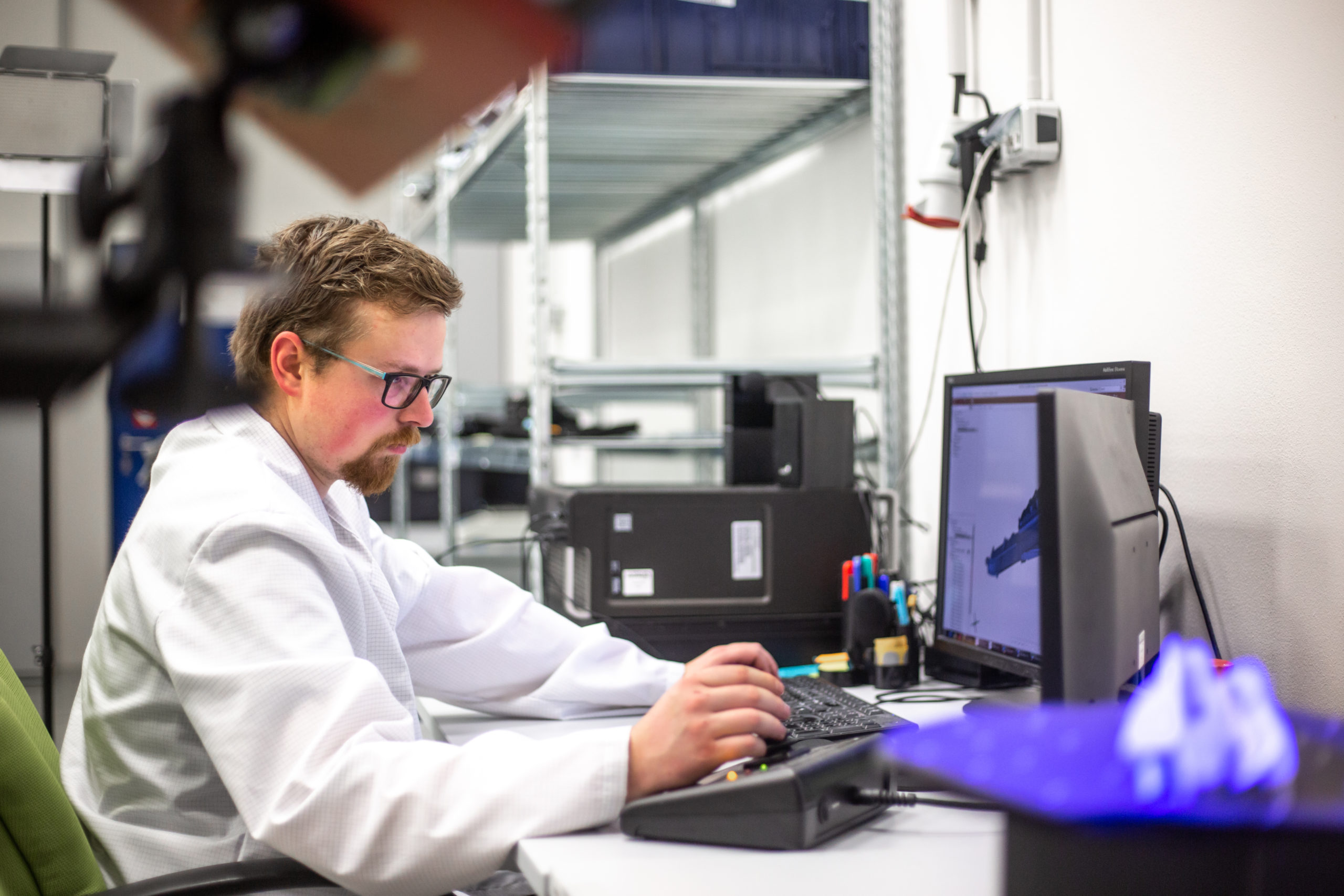 Metrology technician in a laboratory